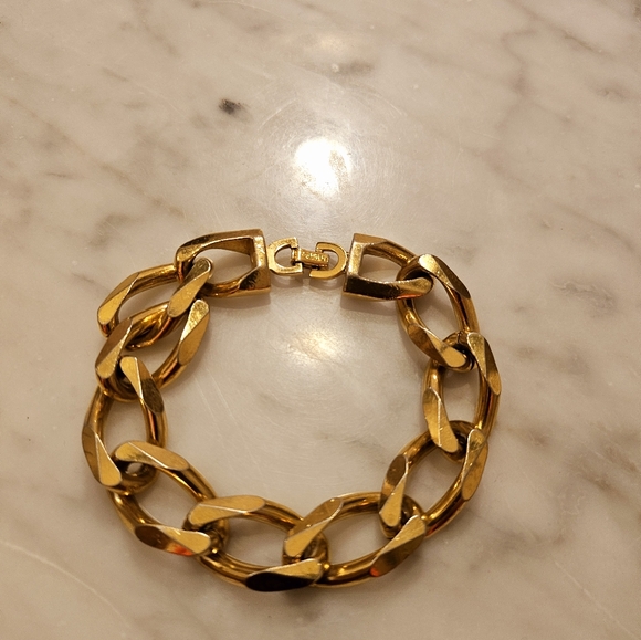 Christian Dior Vintage 1980s Grandmas Estate 14k Gold Plated Statement Bracelet - Picture 1 of 6